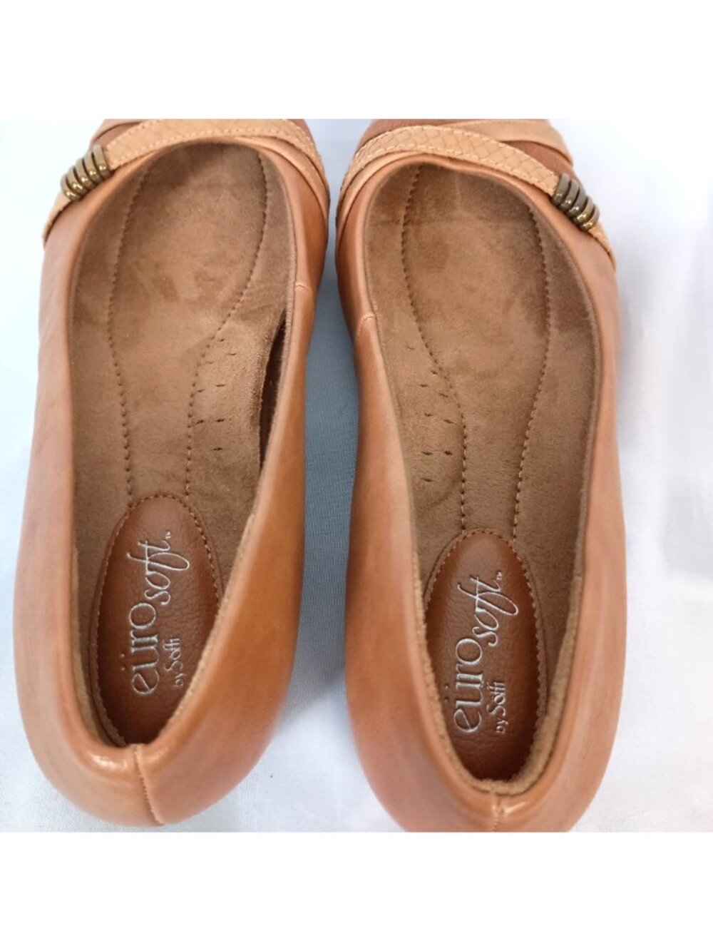 Eurosoft by Sofft Shainna Flats Cognac Ballet Crisscross Comfort Shoes 8 NWOB - Picture 2 of 11